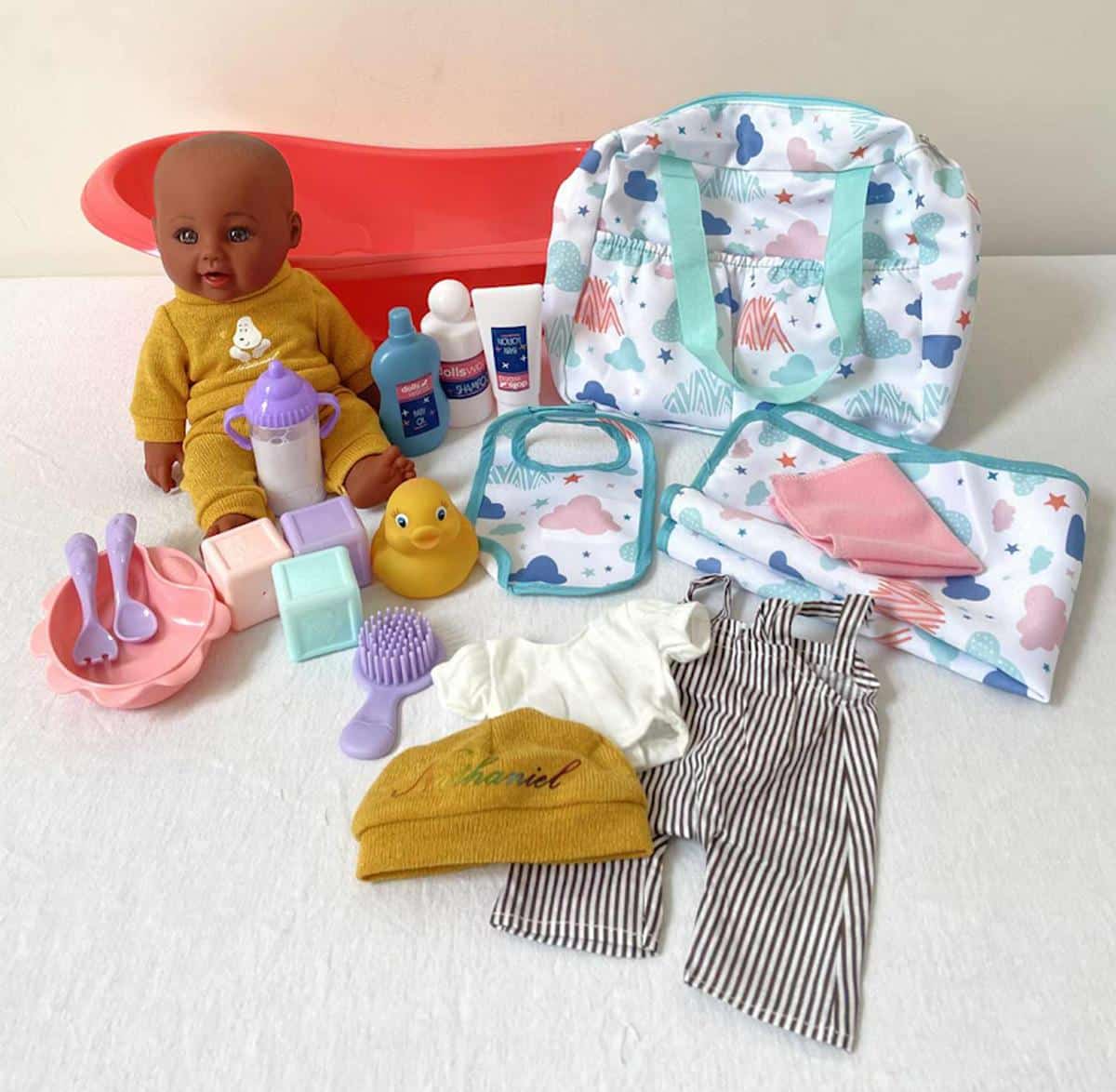 Ayo Doll, Bath and Nappy Bag Set