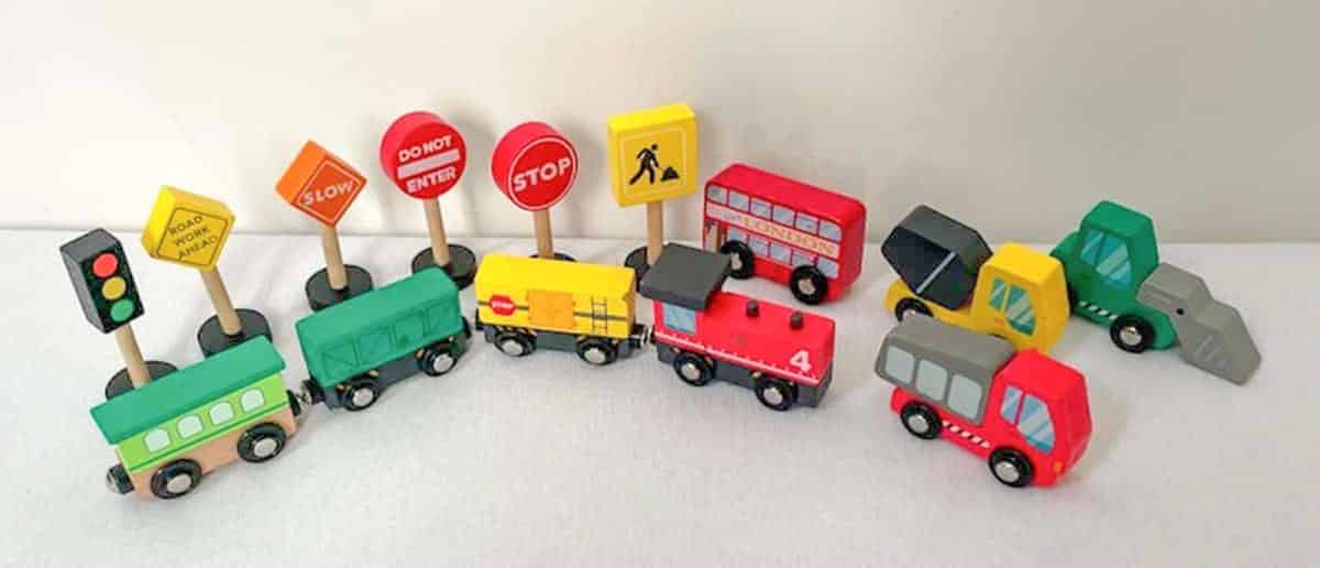 Small Wooden Vehicle Set and Signs